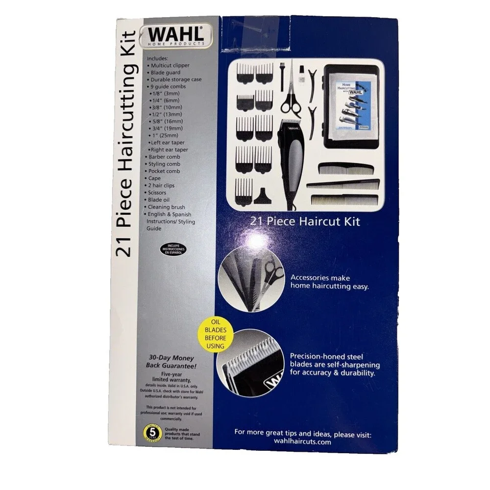 Wahl Home Pro Complete Haircutting Clippers Kit 21 Pieces & Hard Case Self-Sharp